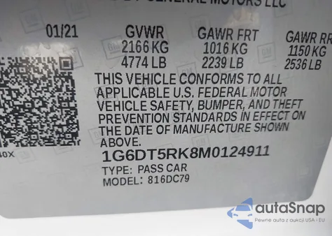 2021 Cadillac Ct5 Premium Luxury from USA, damaged, VIN 1G6DT5RK8M0124911